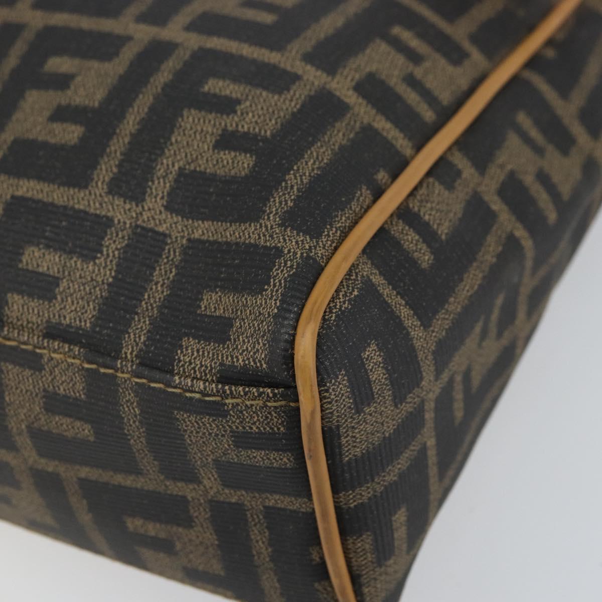 FENDI Zucca Canvas Hand Bag PVC Brown Black Auth 158200