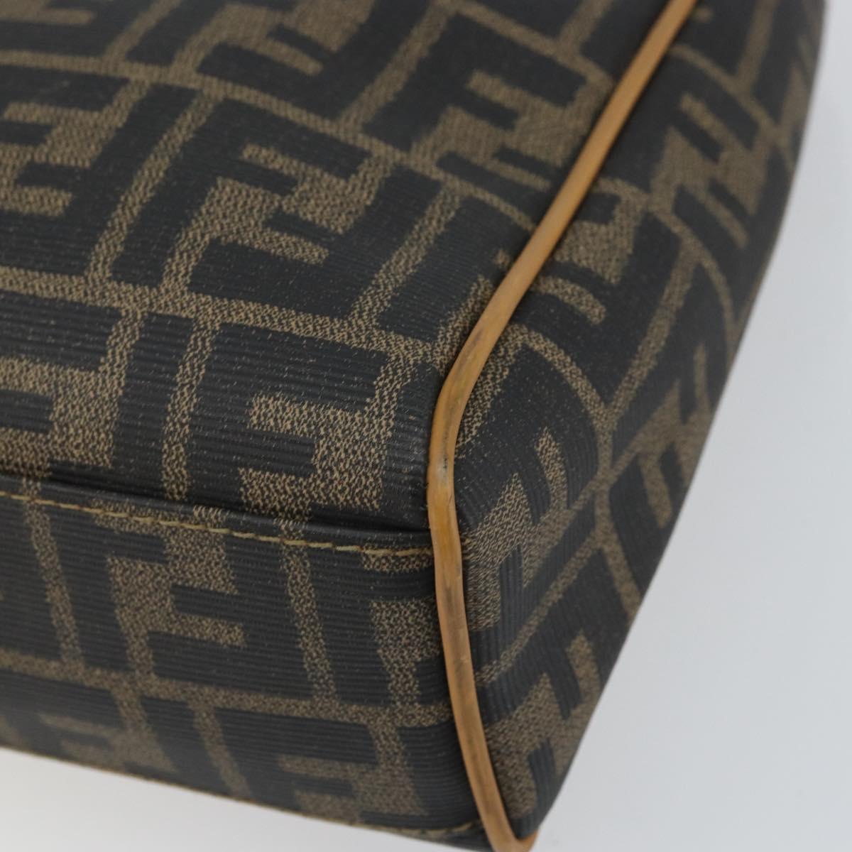 FENDI Zucca Canvas Hand Bag PVC Brown Black Auth 158200