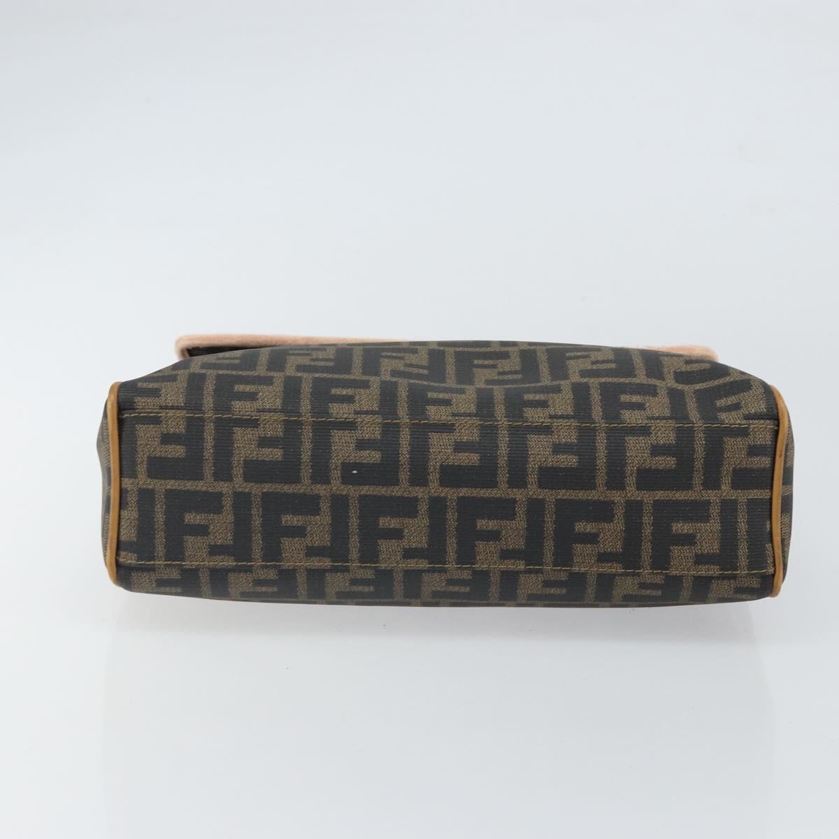 FENDI Zucca Canvas Hand Bag PVC Brown Black Auth 158200