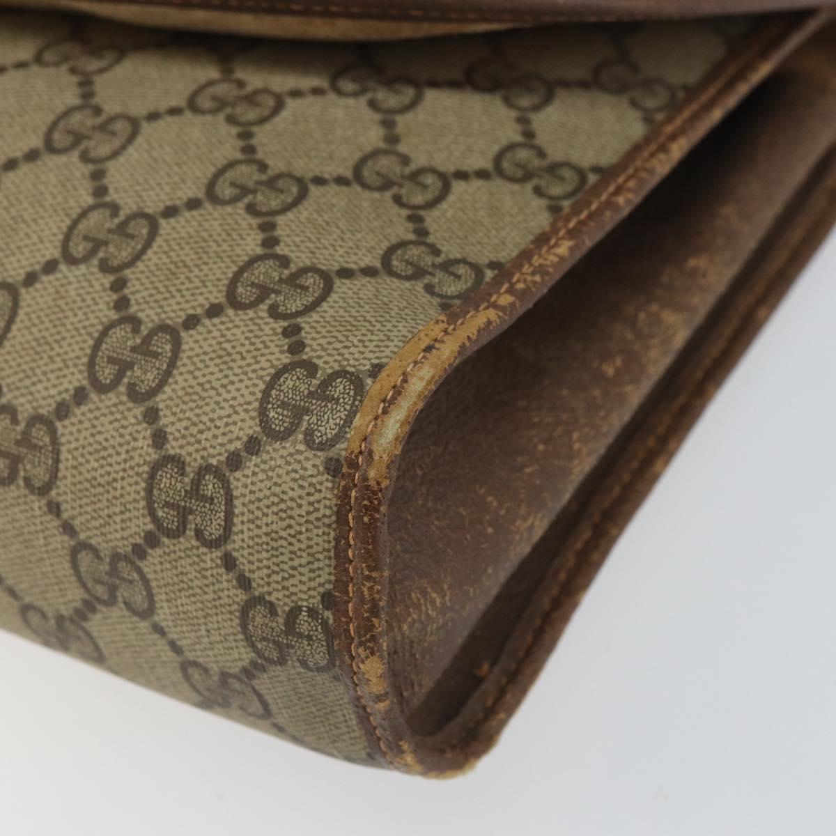 GUCCI GG Supreme Web Sherry Line Bag PVC Beige Gold 156 01 031 Auth 158203