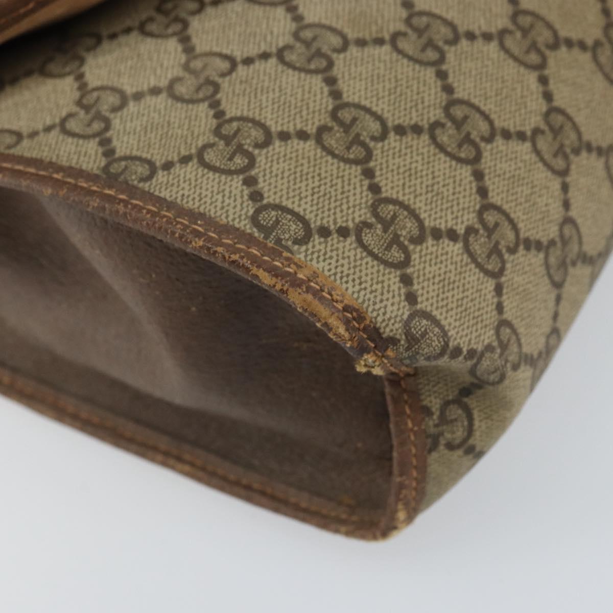GUCCI GG Supreme Web Sherry Line Bag PVC Beige Gold 156 01 031 Auth 158203
