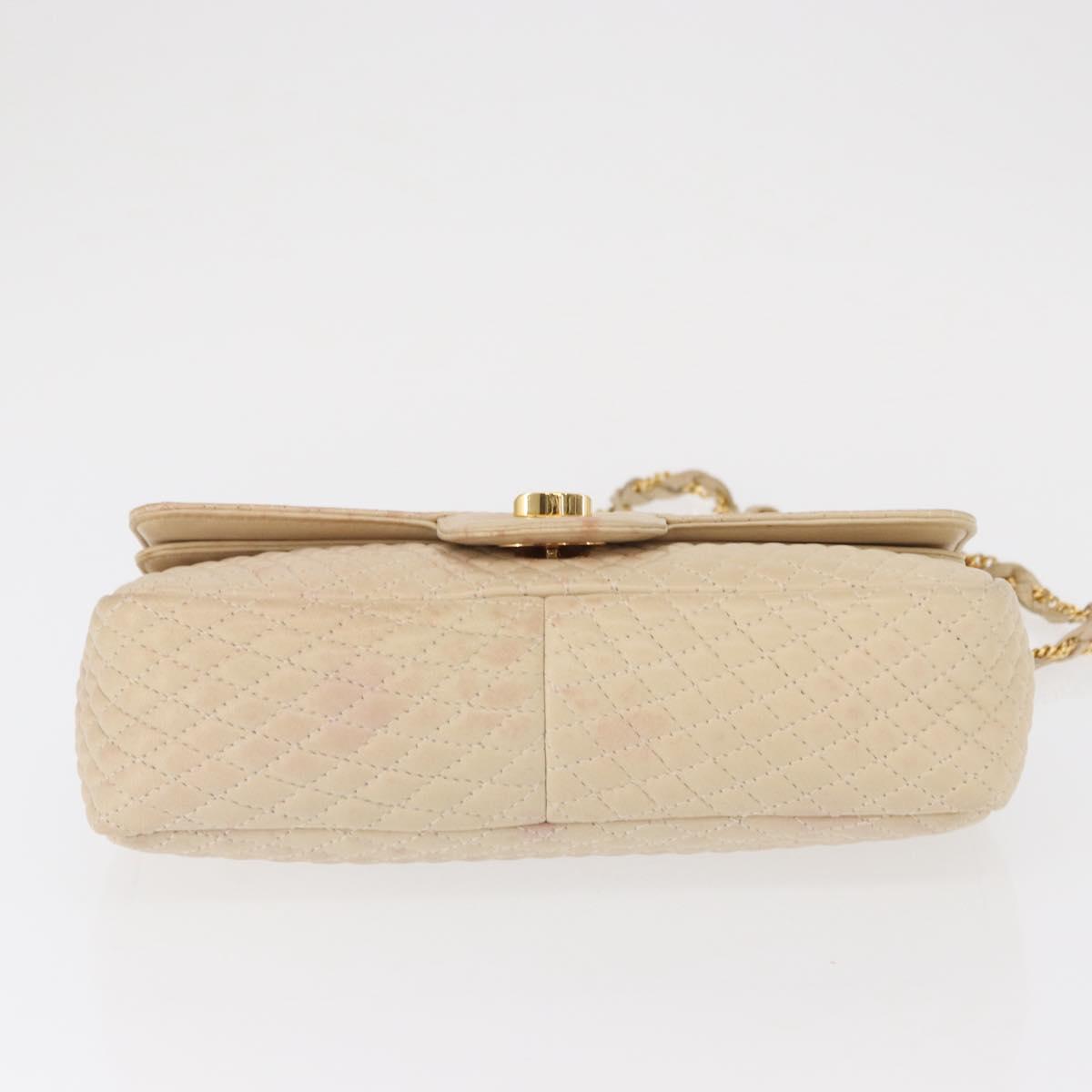 BALLY Chain Shoulder Bag Leather Ivory Gold Auth 158205