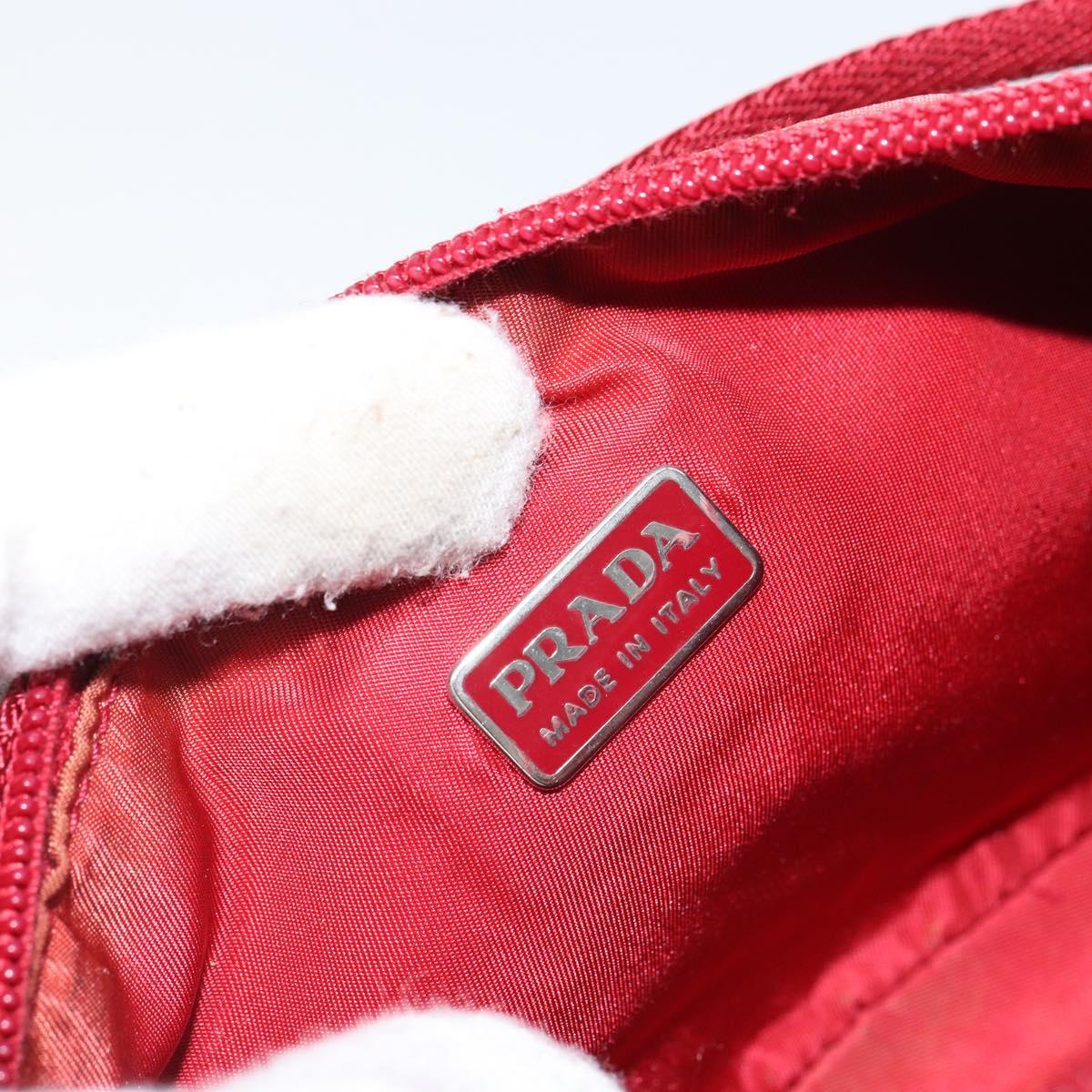 PRADA Accessory Pouch Nylon Red Silver Auth 158210