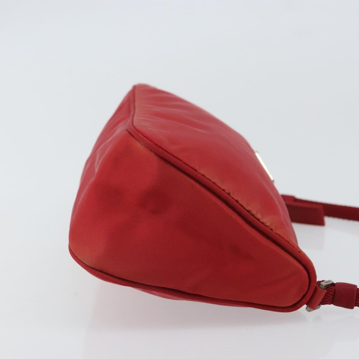 PRADA Accessory Pouch Nylon Red Silver Auth 158210