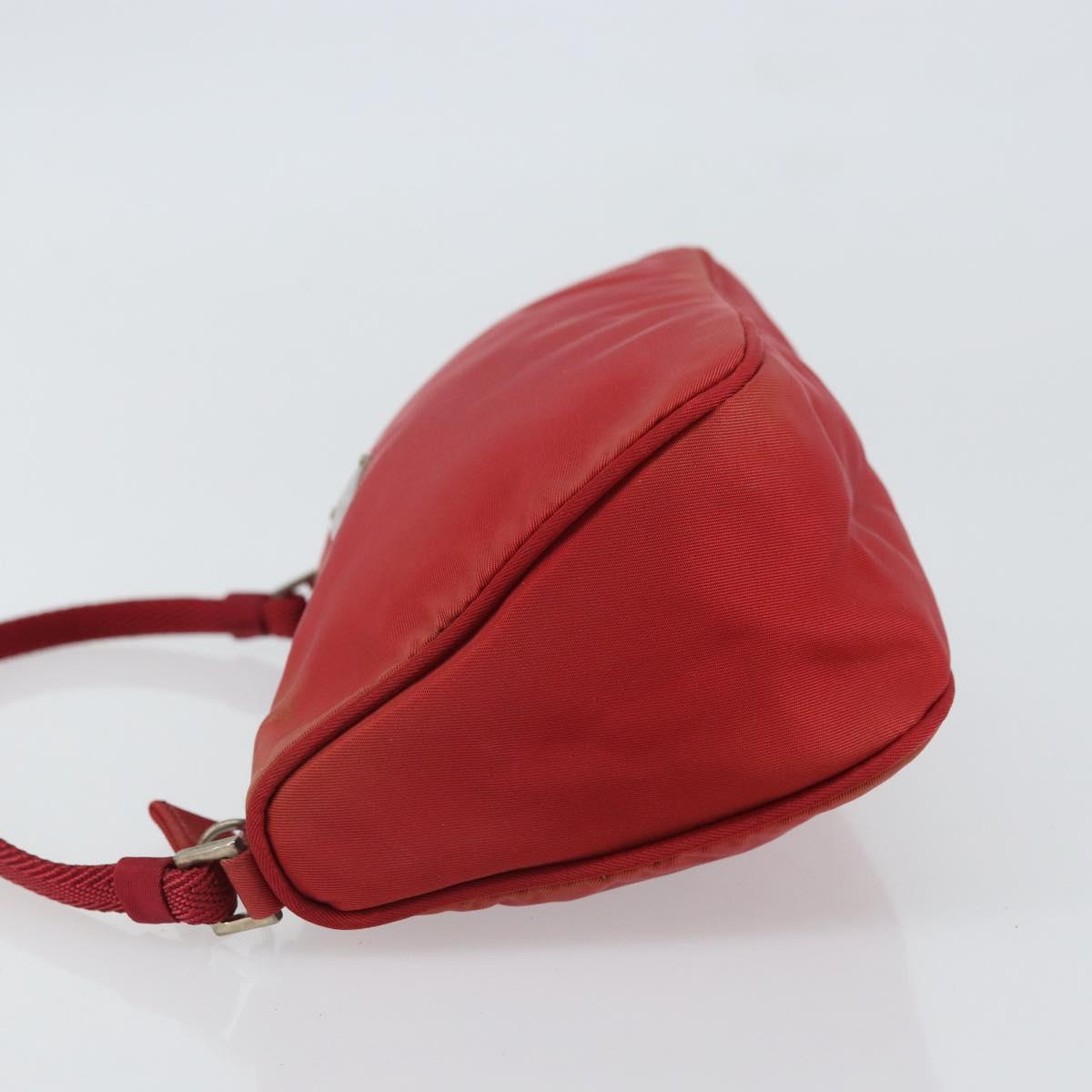 PRADA Accessory Pouch Nylon Red Silver Auth 158210