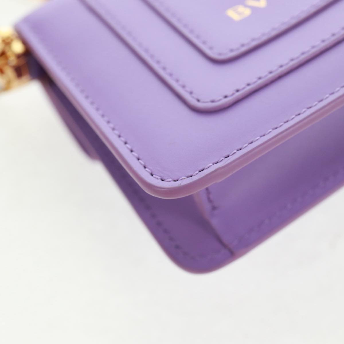 BVLGARI Bag Charm Leather Purple Auth 158218SM