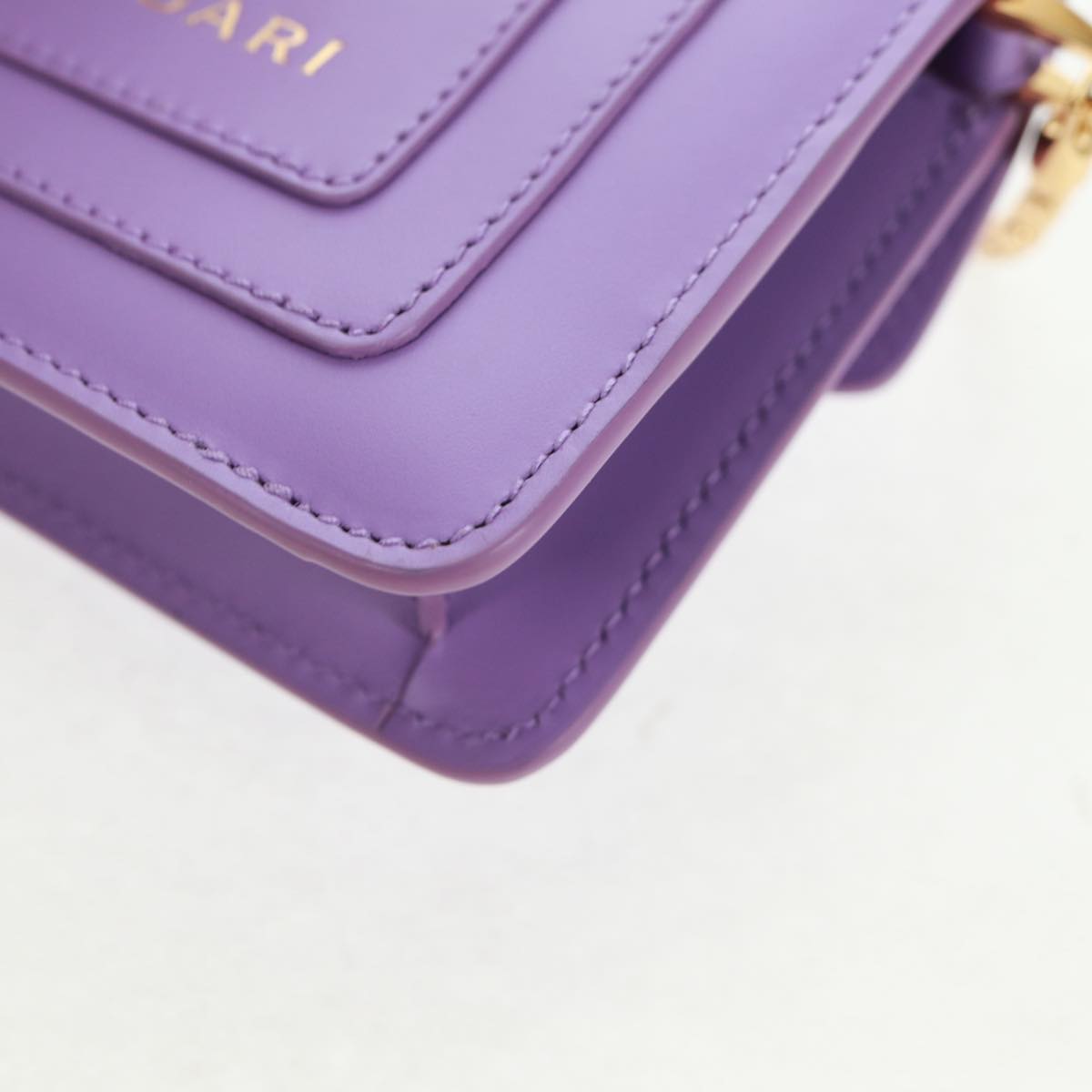 BVLGARI Bag Charm Leather Purple Auth 158218SM
