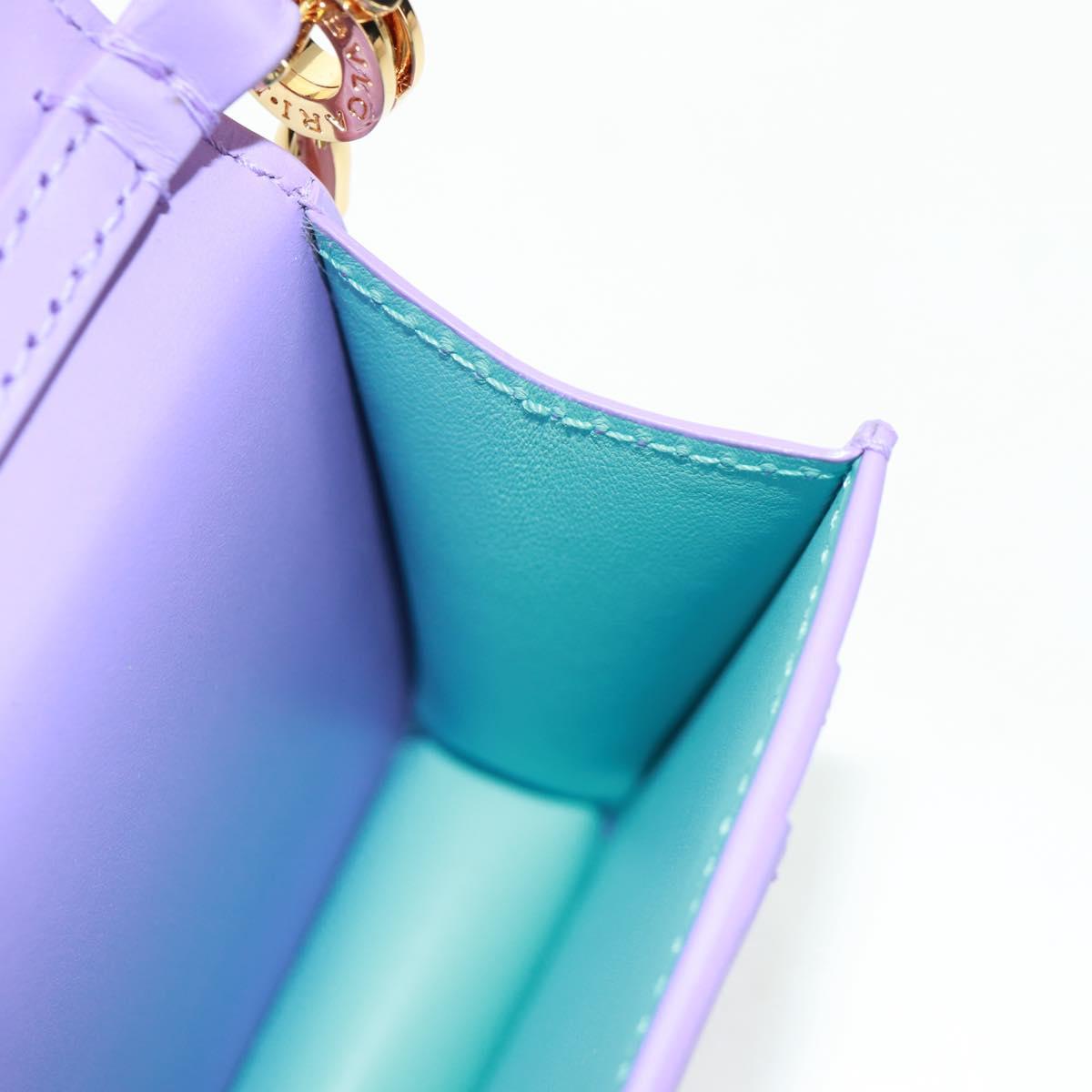 BVLGARI Bag Charm Leather Purple Auth 158218SM