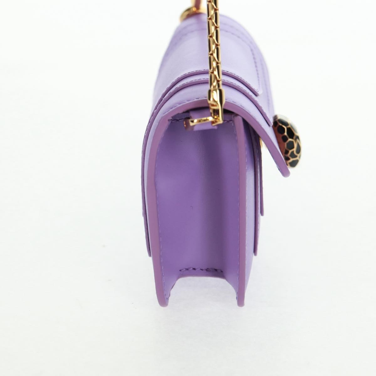 BVLGARI Bag Charm Leather Purple Auth 158218SM