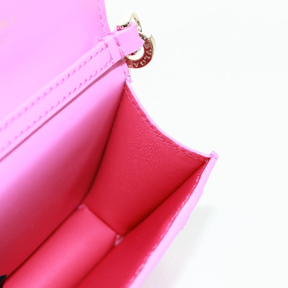 BVLGARI Bag Charm Leather Pink Auth 158219SM