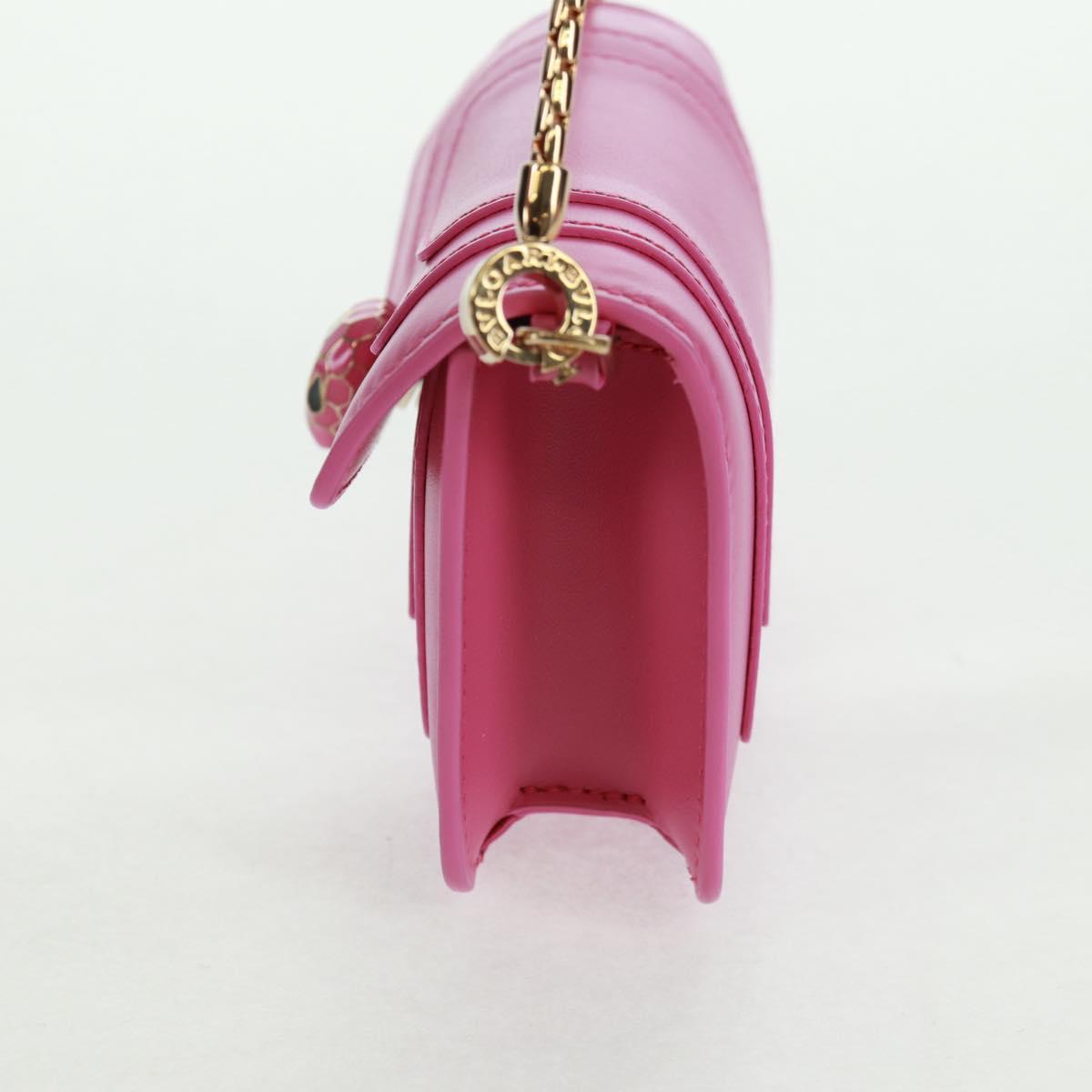 BVLGARI Bag Charm Leather Pink Auth 158219SM