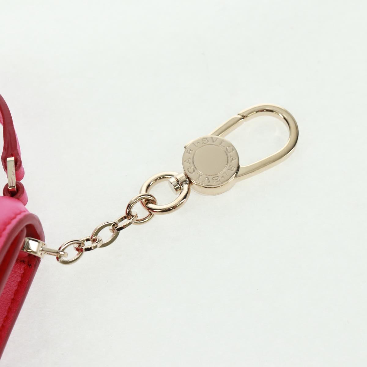 BVLGARI Bag Charm Leather Pink Auth 158220SM