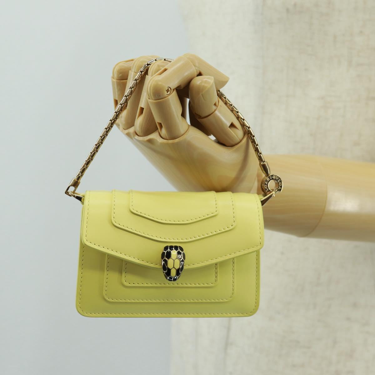 BVLGARI Bag Charm Leather Yellow Auth 158221SM
