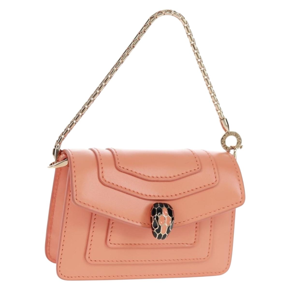 BVLGARI Bag Charm Leather Orange Auth 158222SM