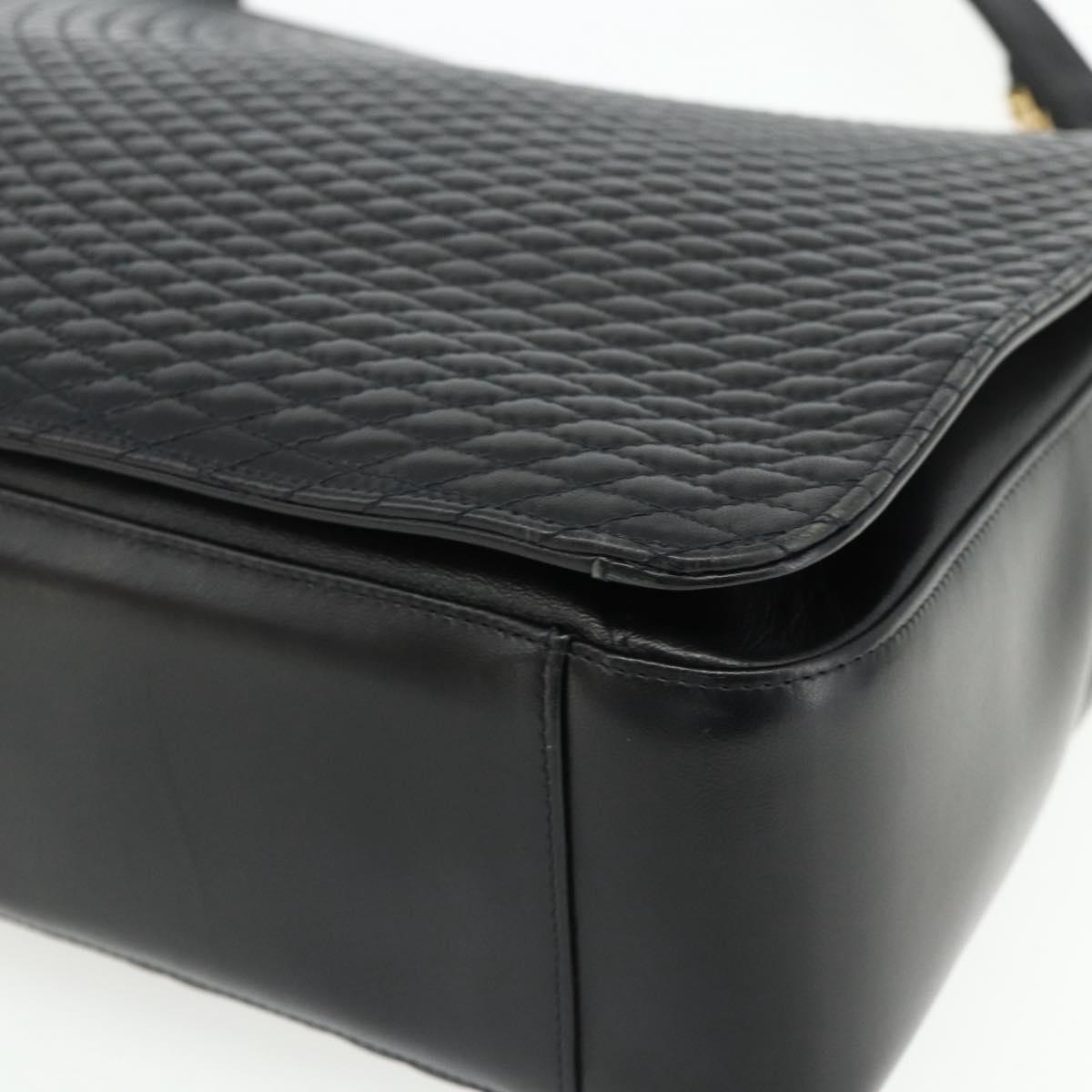 BALLY Shoulder Bag Leather Black Gold Auth 158223