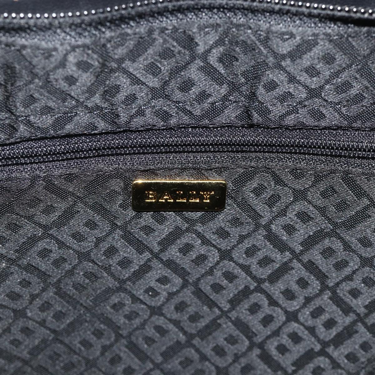 BALLY Shoulder Bag Leather Black Gold Auth 158223