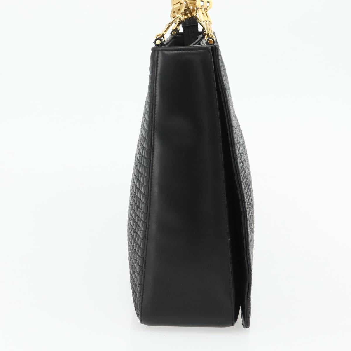 BALLY Shoulder Bag Leather Black Gold Auth 158223