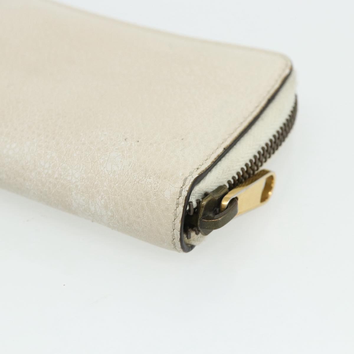 GUCCI Coin Purse Leather White Gold 496319 Auth 158225