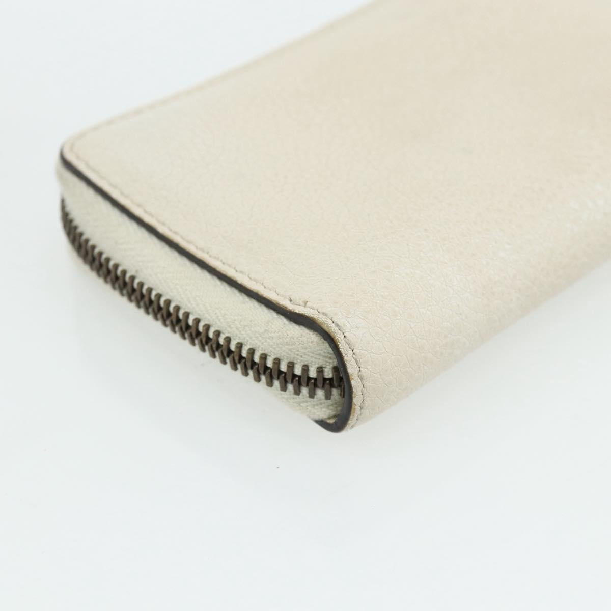 GUCCI Coin Purse Leather White Gold 496319 Auth 158225