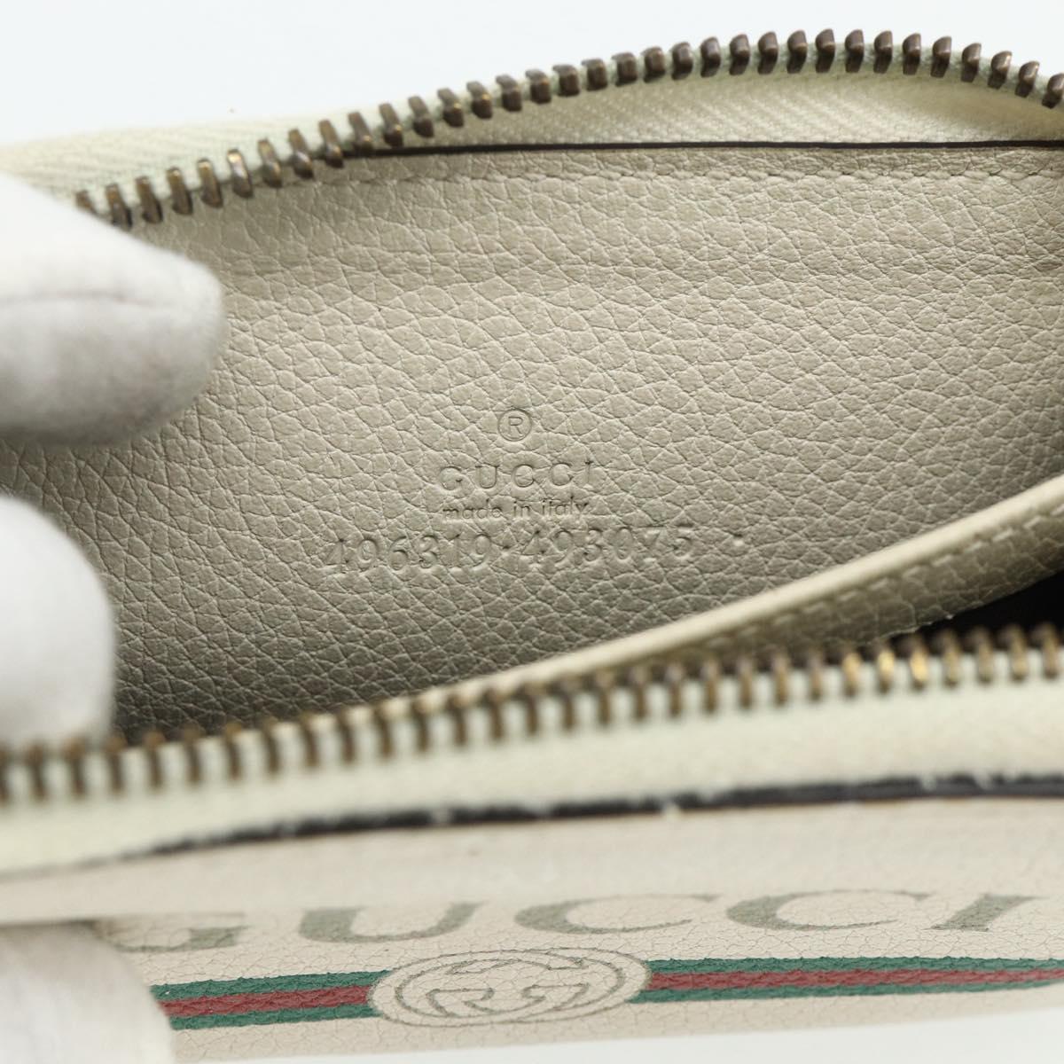 GUCCI Coin Purse Leather White Gold 496319 Auth 158225