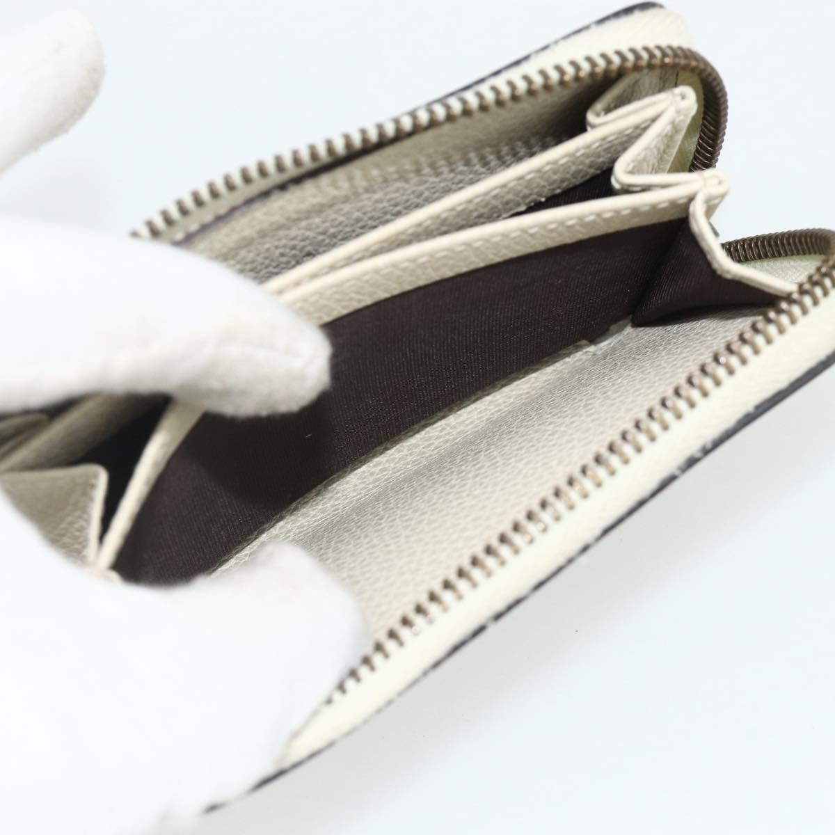 GUCCI Coin Purse Leather White Gold 496319 Auth 158225