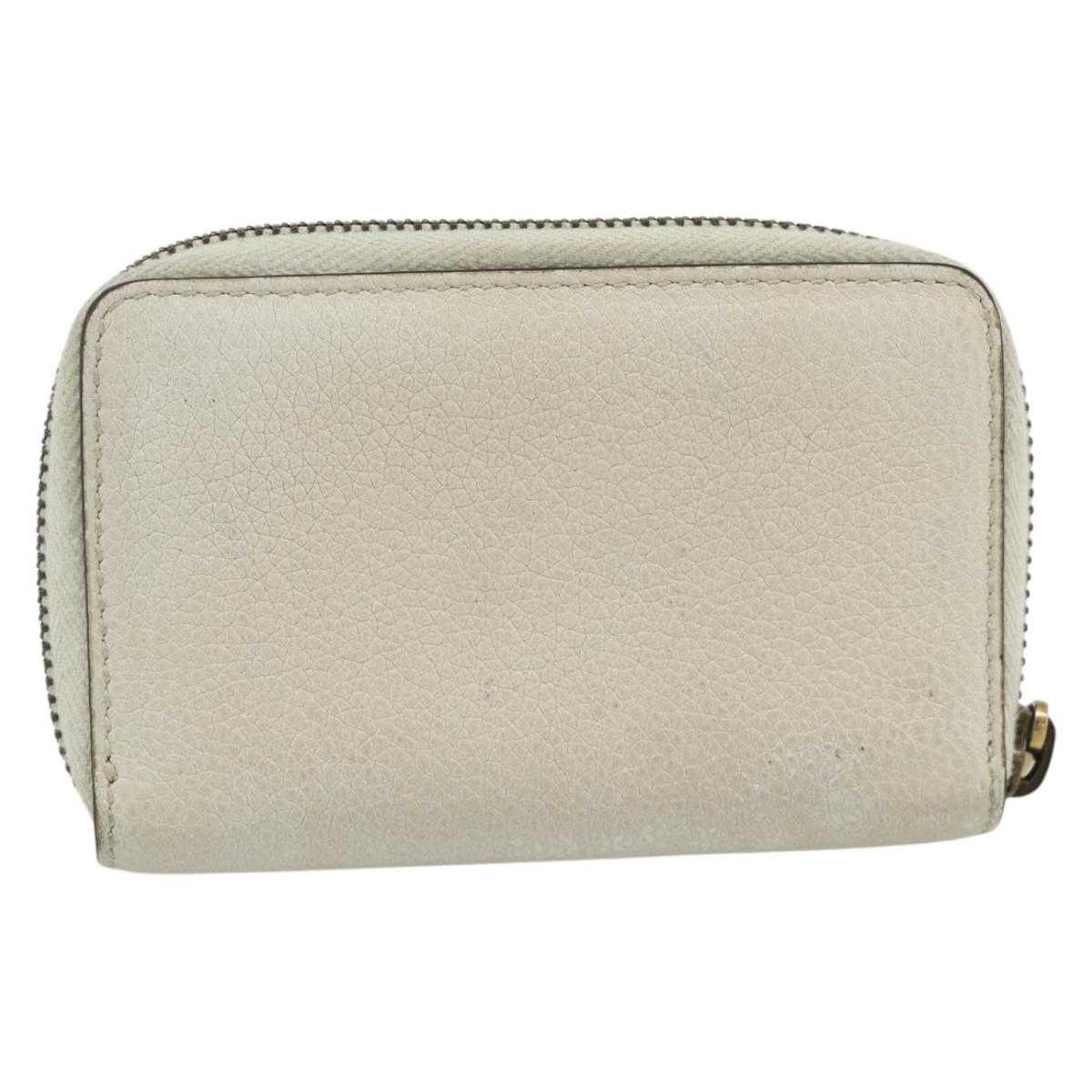 GUCCI Coin Purse Leather White Gold 496319 Auth 158225