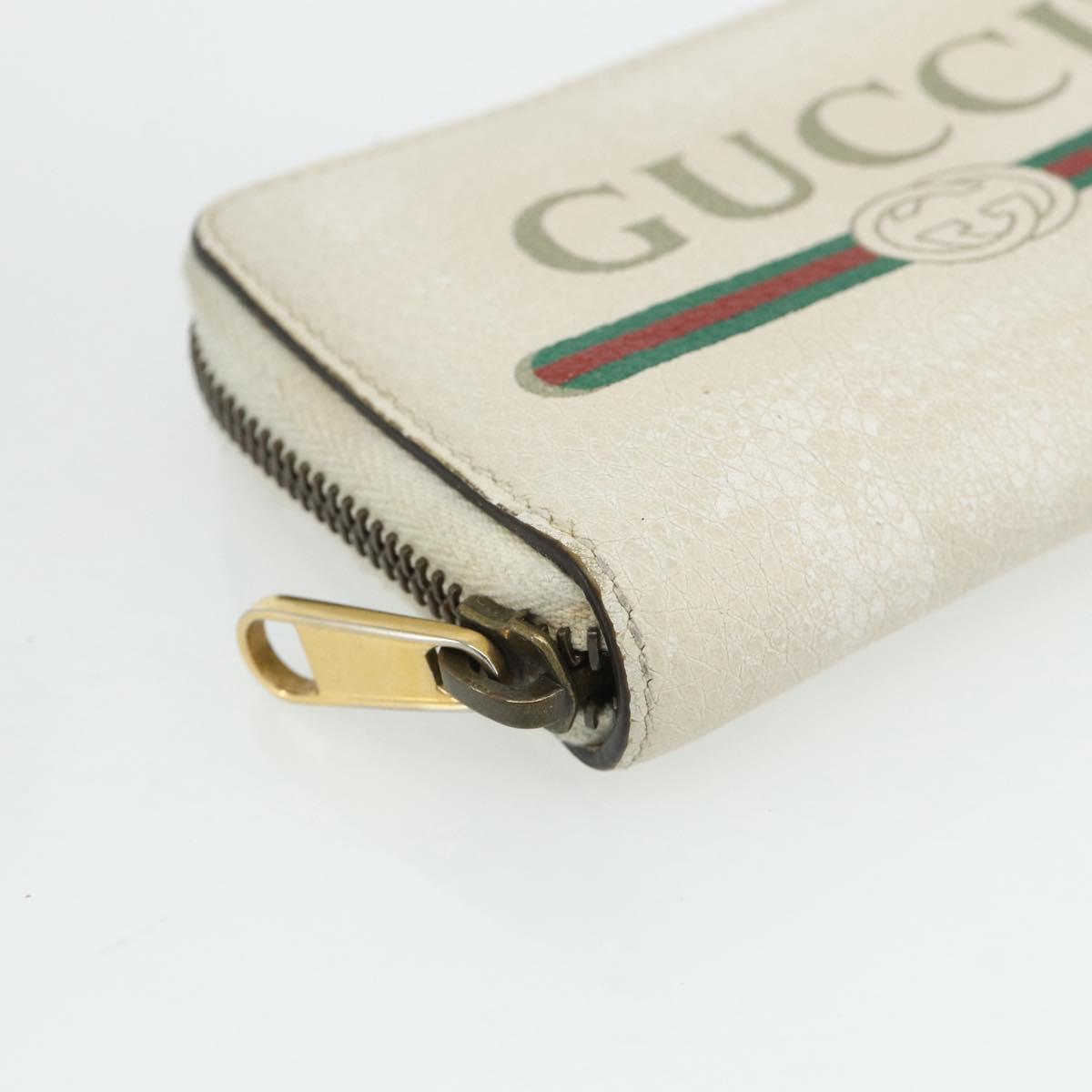 GUCCI Coin Purse Leather White Gold 496319 Auth 158225