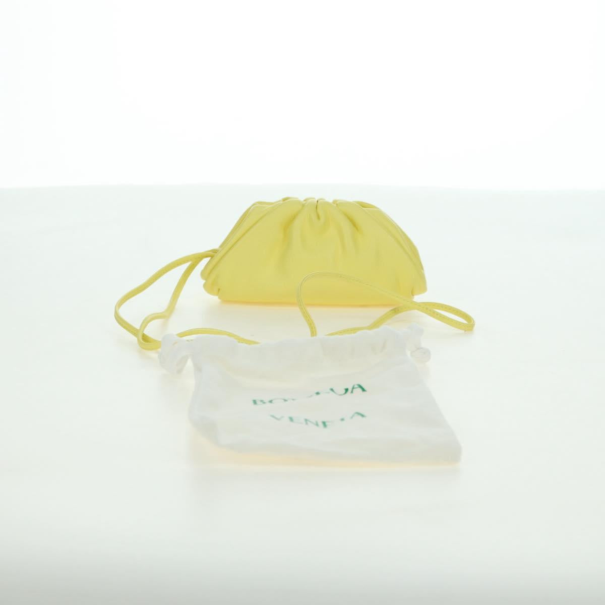 BOTTEGA VENETA Pouch Shoulder Bag Leather Yellow Auth 158228V