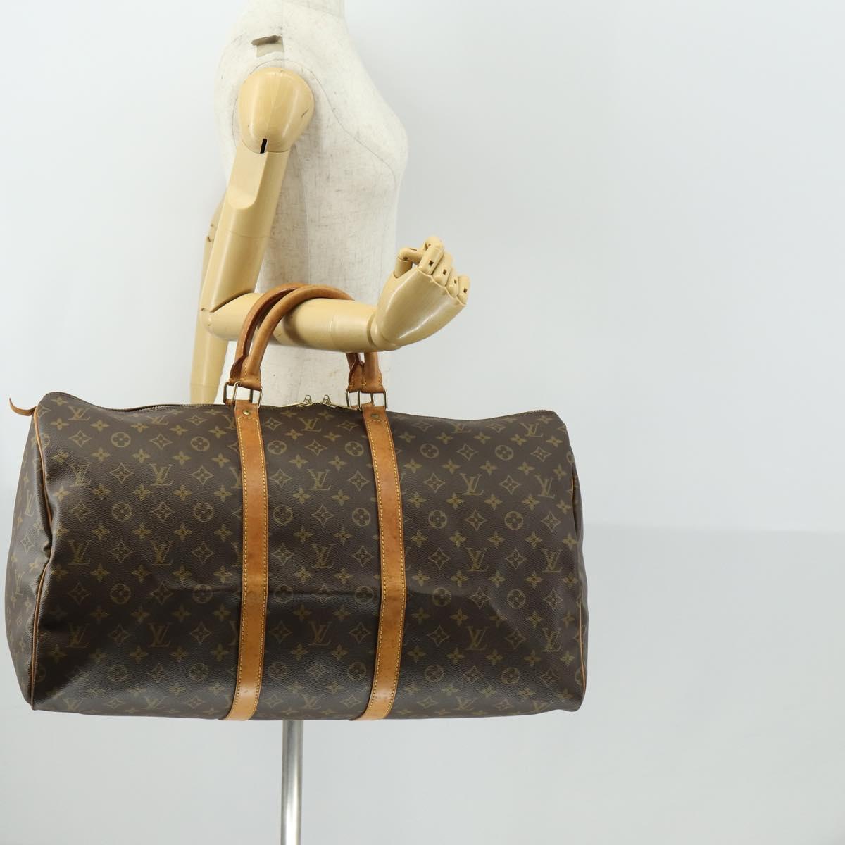 LOUIS VUITTON Monogram Keepall 55 Boston Bag M41424 LV Auth 158354