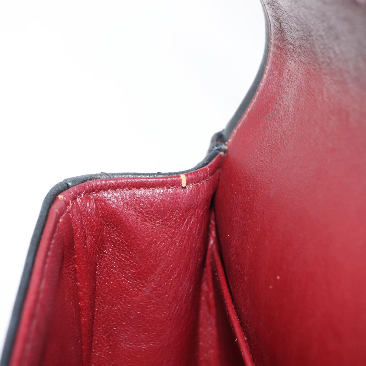 CHANEL Matelasse 25 Double Flap Chain Bag Lamb Skin Navy Gold CC Auth 158358SAV