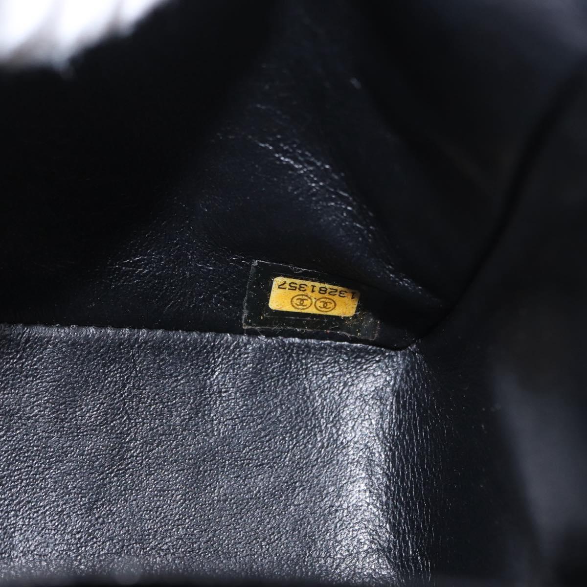 CHANEL Matelasse 25 Double Flap Chain Bag Caviar Skin Black CC Auth 158360SM