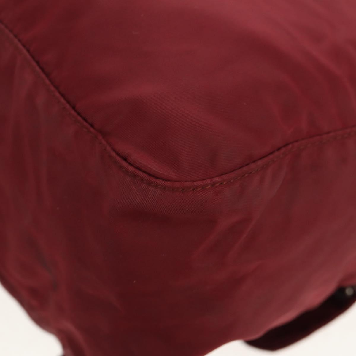 PRADA Shoulder Bag Nylon Bordeaux Silver Auth 158366