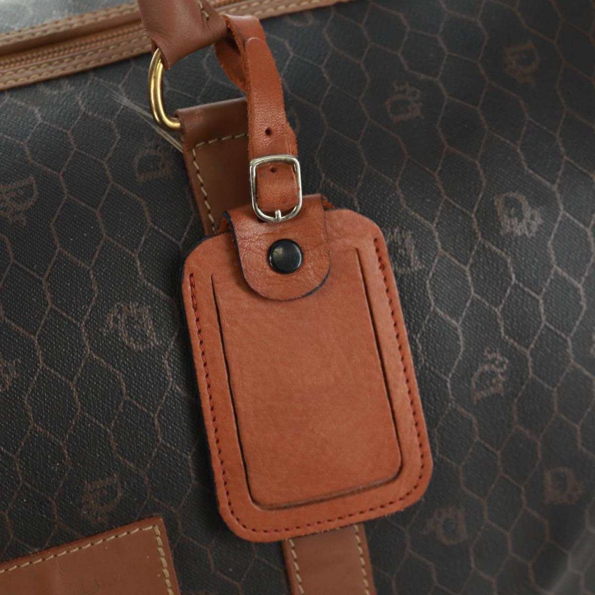 Christian Dior Honeycomb Canvas Boston Bag PVC Black Gold Auth 158369