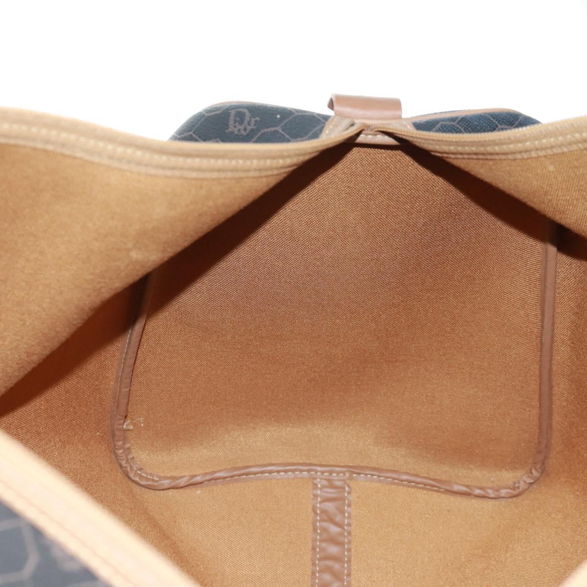 Christian Dior Honeycomb Canvas Boston Bag PVC Black Gold Auth 158369
