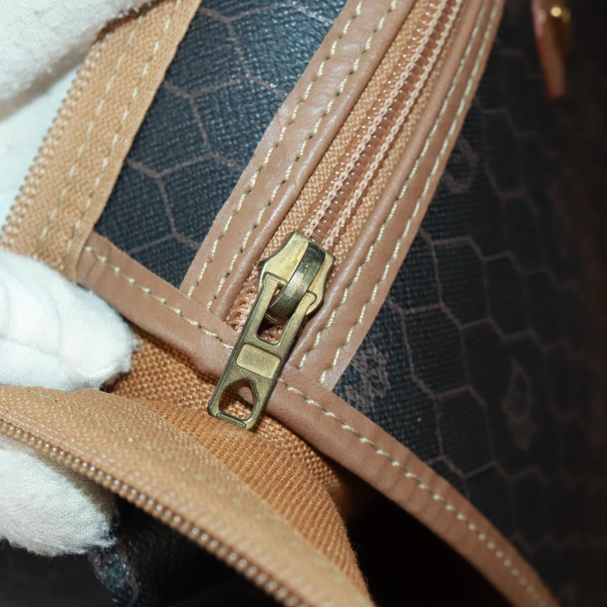 Christian Dior Honeycomb Canvas Boston Bag PVC Black Gold Auth 158369