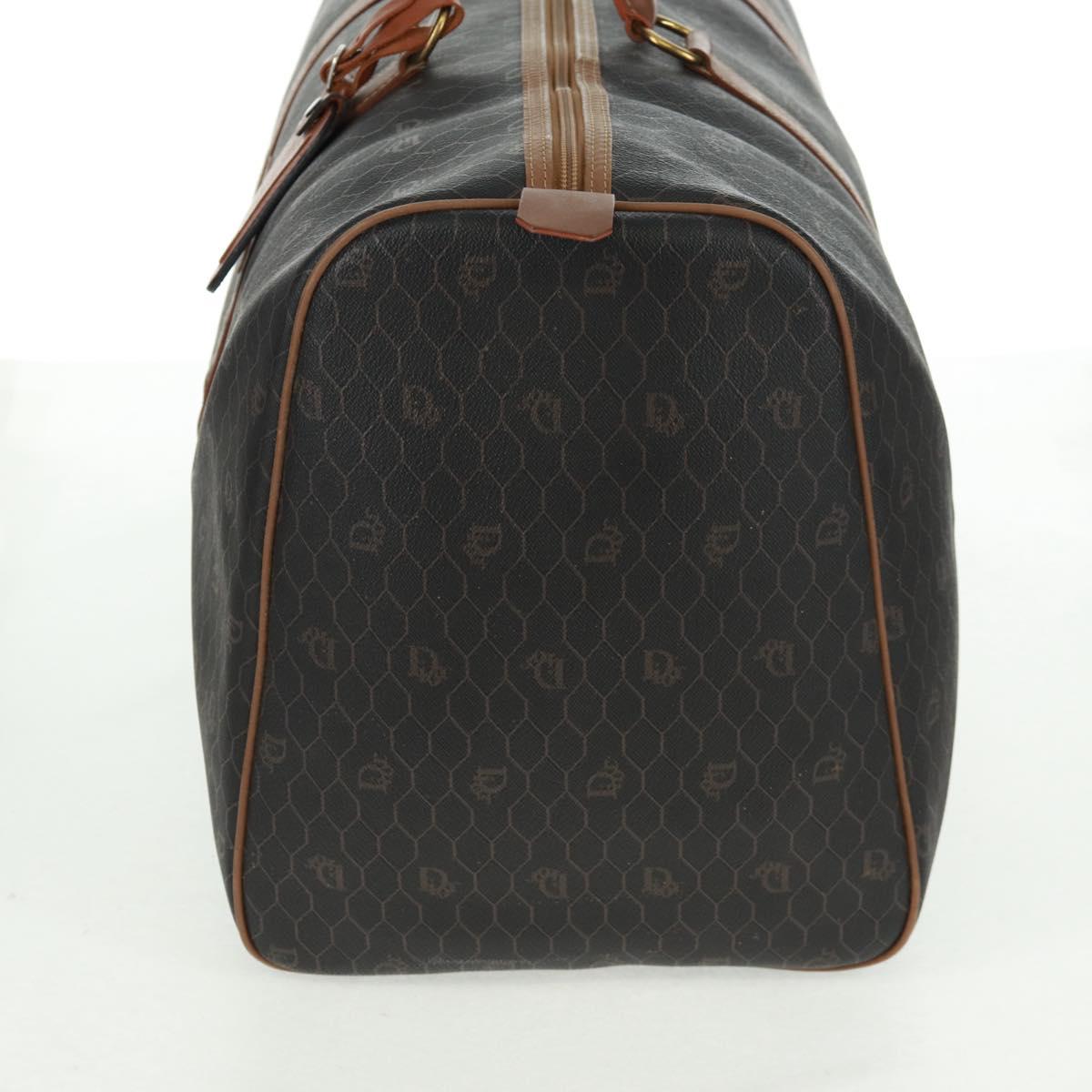 Christian Dior Honeycomb Canvas Boston Bag PVC Black Gold Auth 158369