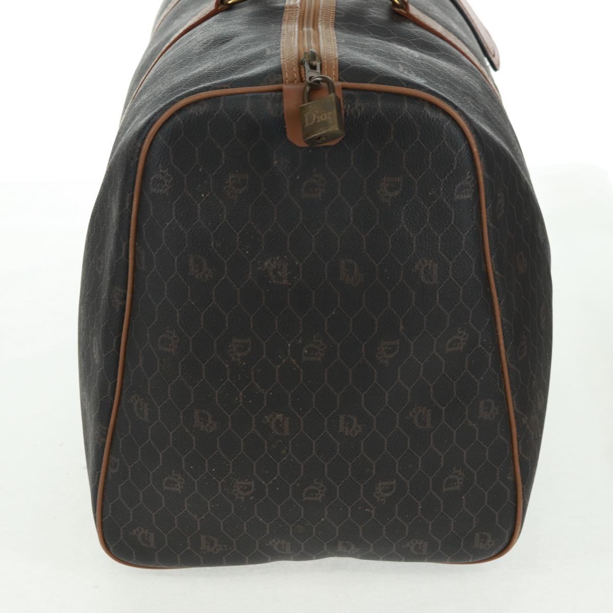 Christian Dior Honeycomb Canvas Boston Bag PVC Black Gold Auth 158369