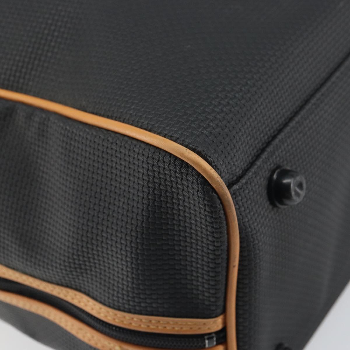 SAINT LAURENT Boston Bag PVC Canvas Black Brown gold Auth 158370