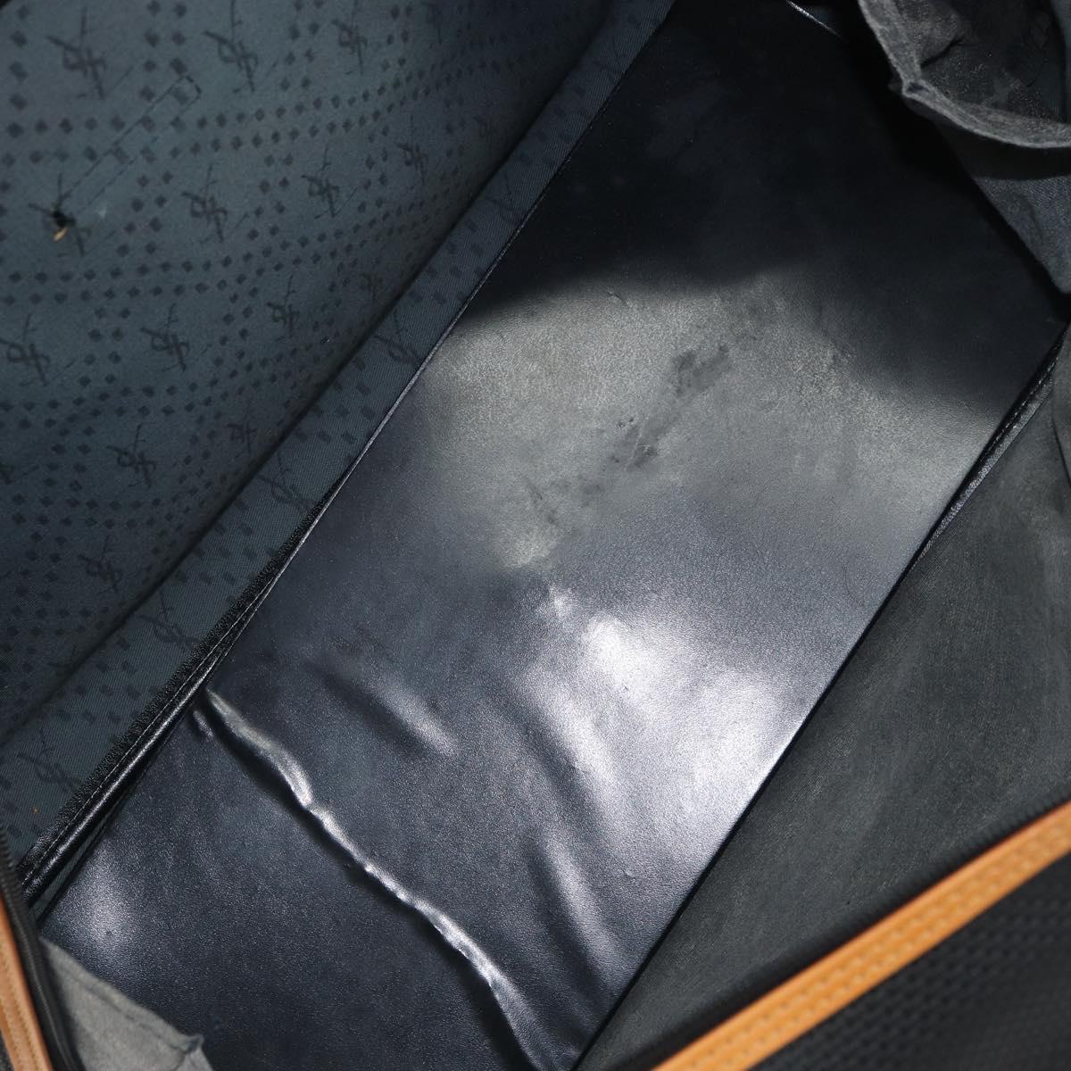 SAINT LAURENT Boston Bag PVC Canvas Black Brown gold Auth 158370