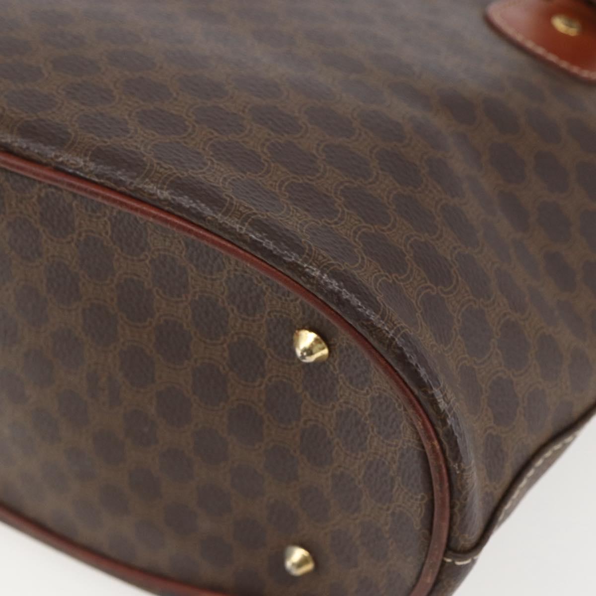 CELINE Macadam Canvas Tote Bag PVC Leather Brown Gold Auth 158371