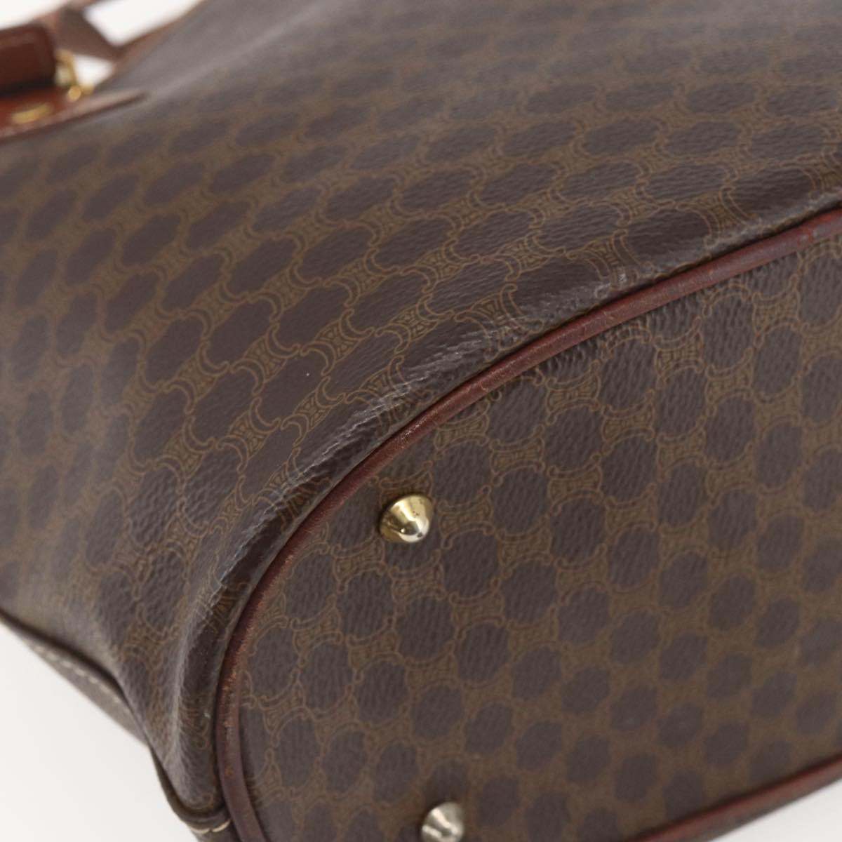 CELINE Macadam Canvas Tote Bag PVC Leather Brown Gold Auth 158371