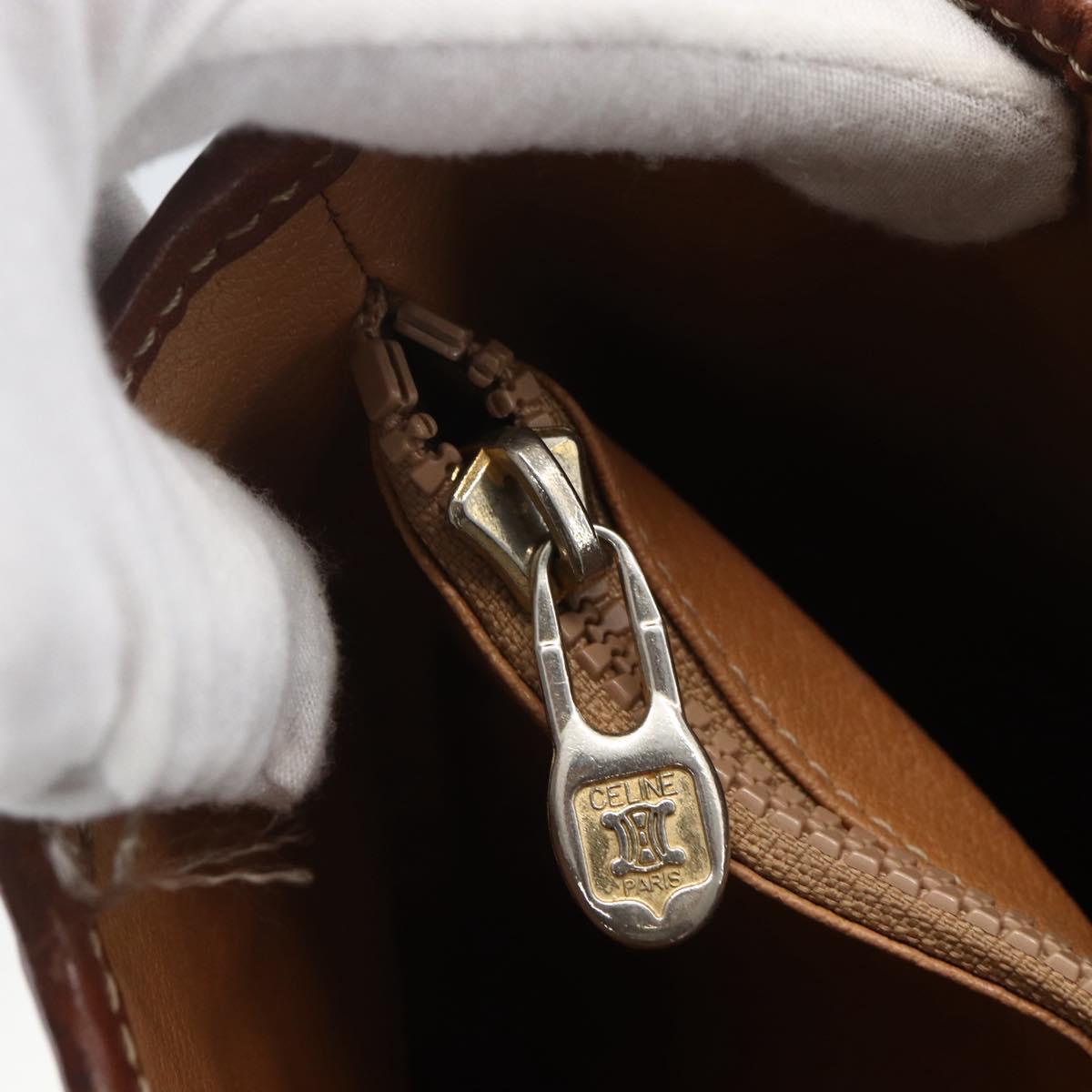 CELINE Macadam Canvas Tote Bag PVC Leather Brown Gold Auth 158371