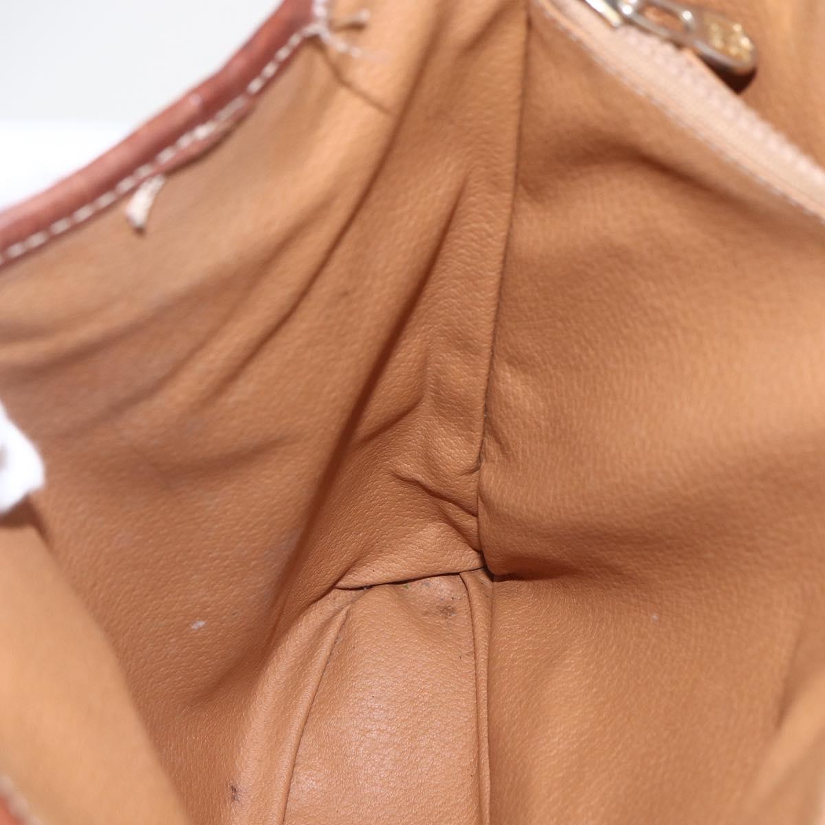 CELINE Macadam Canvas Tote Bag PVC Leather Brown Gold Auth 158371