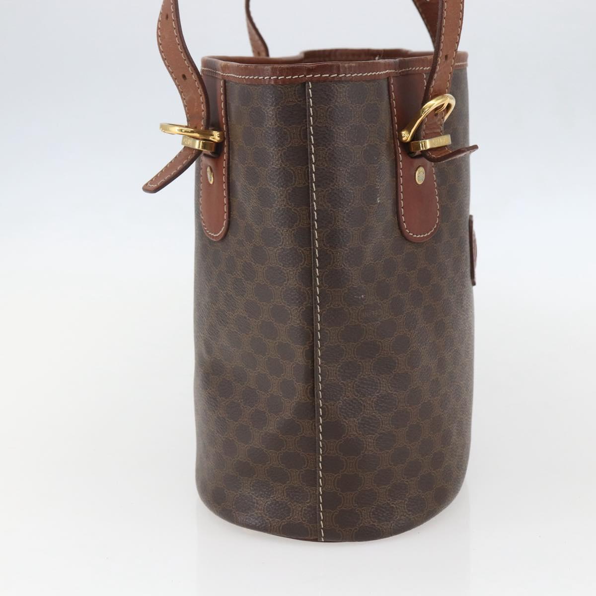 CELINE Macadam Canvas Tote Bag PVC Leather Brown Gold Auth 158371