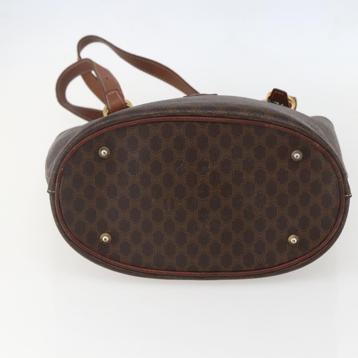 CELINE Macadam Canvas Tote Bag PVC Leather Brown Gold Auth 158371