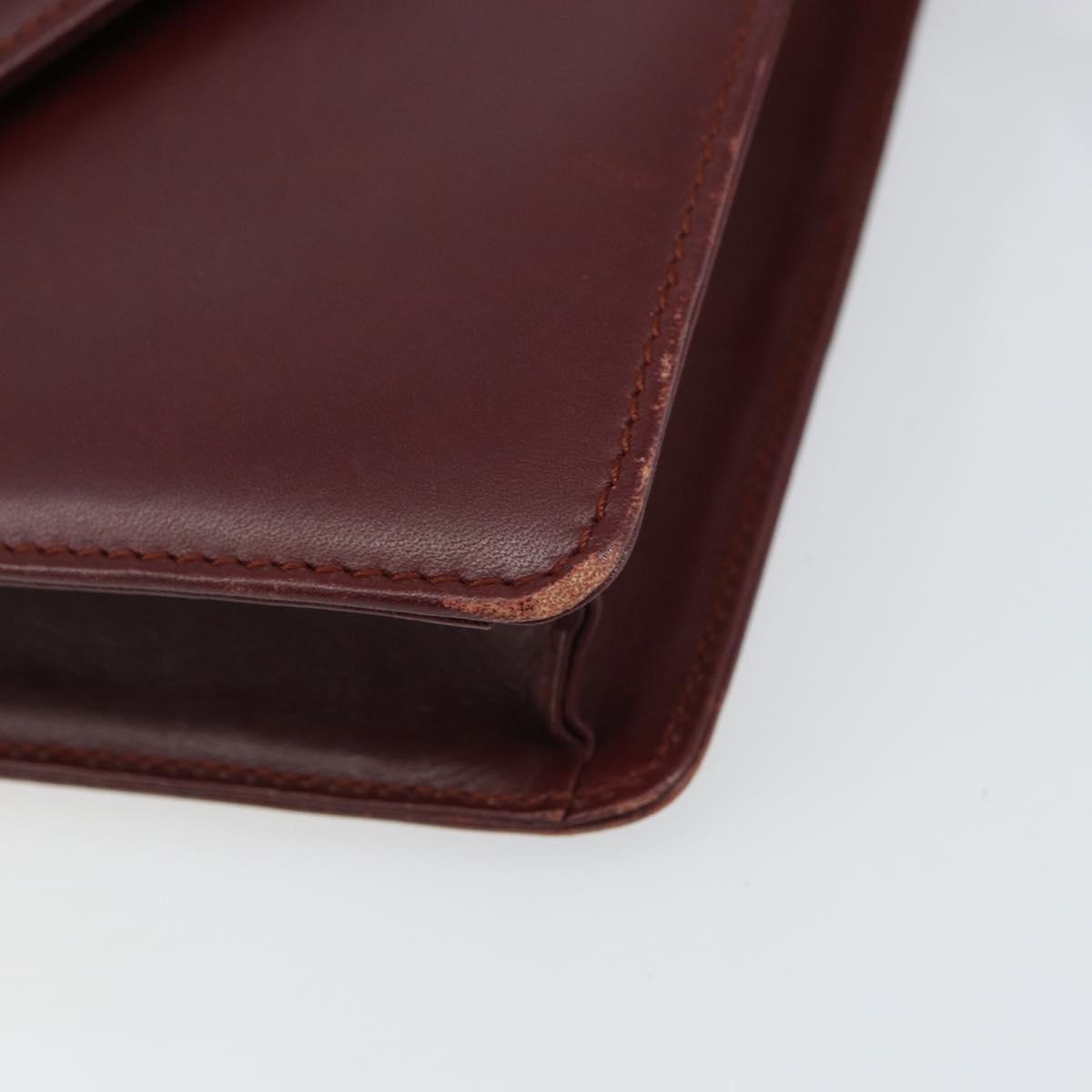 CARTIER Must Line Shoulder Bag Leather Bordeaux Gold Auth 158372