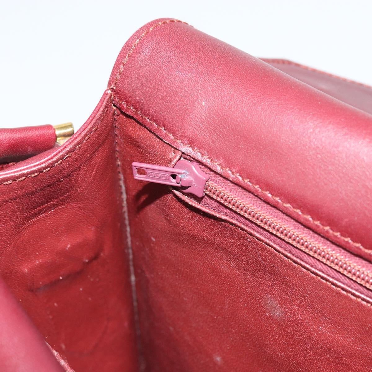 CARTIER Must Line Shoulder Bag Leather Bordeaux Gold Auth 158372
