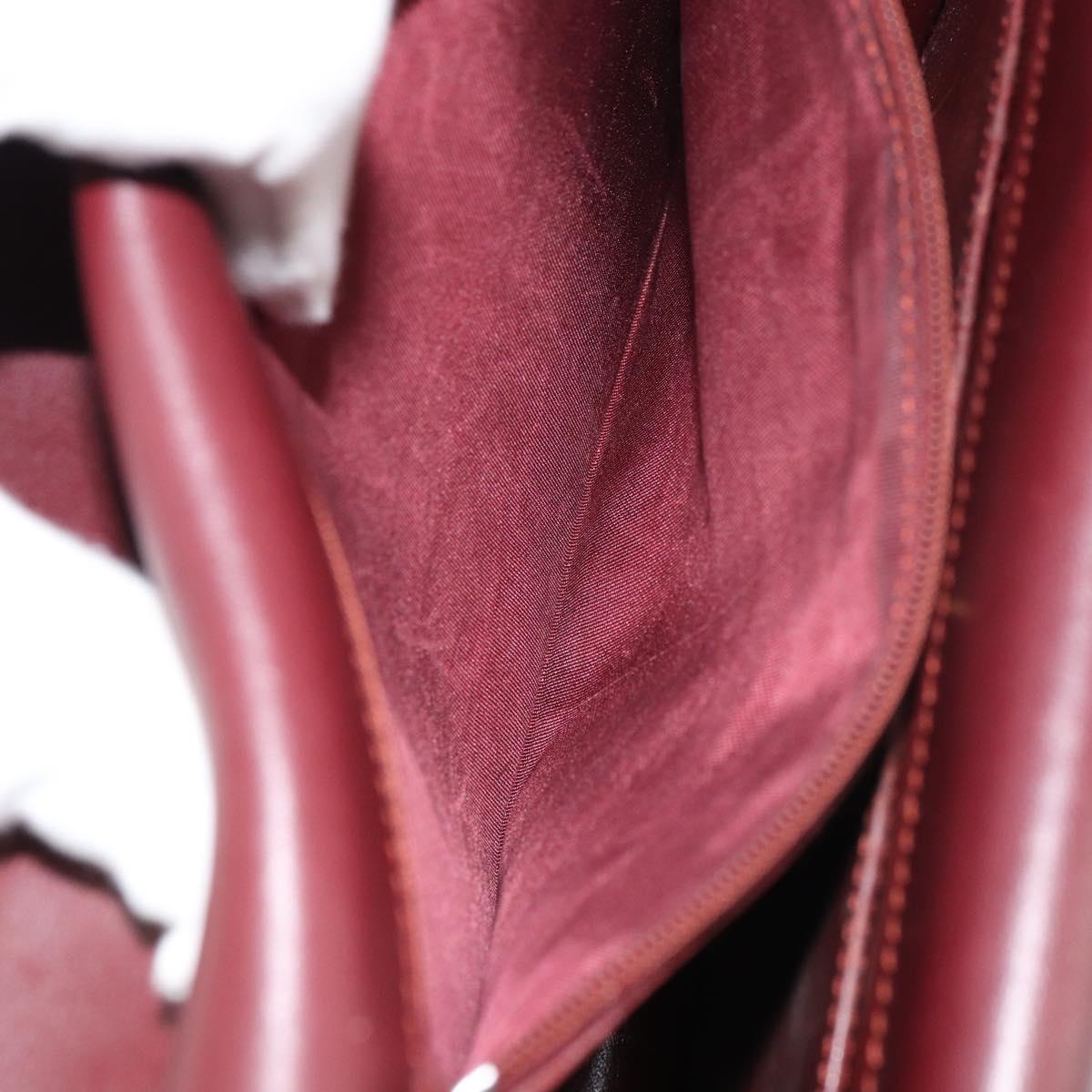 CARTIER Must Line Shoulder Bag Leather Bordeaux Gold Auth 158372