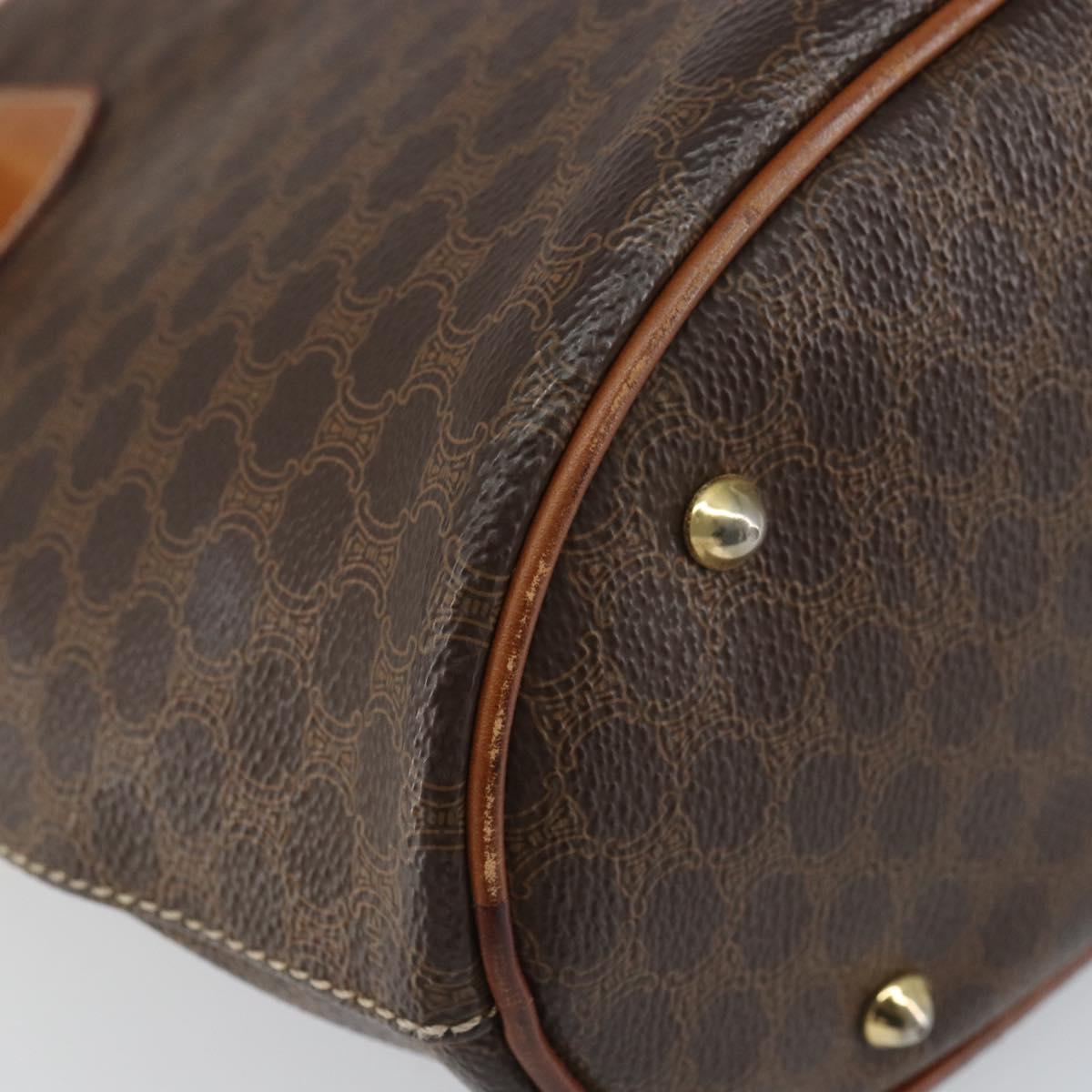 CELINE Macadam Canvas Tote Bag PVC Leather Brown Gold Auth 158377