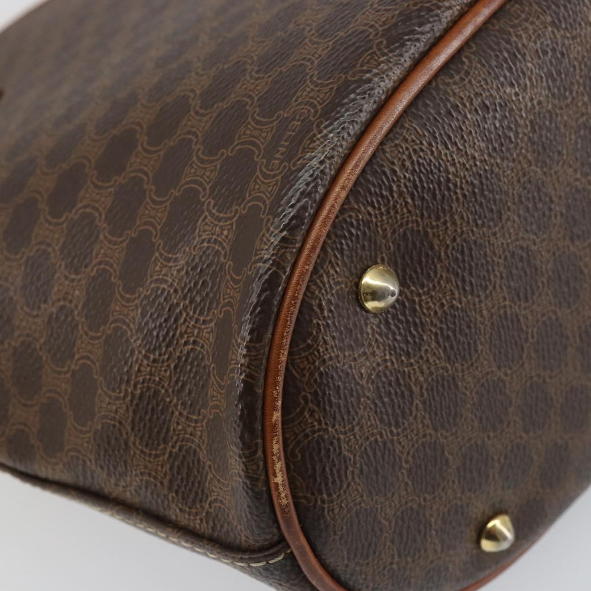 CELINE Macadam Canvas Tote Bag PVC Leather Brown Gold Auth 158377